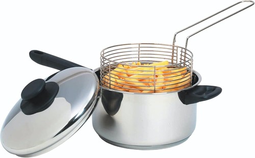 Large chip pan with basket - pan, and