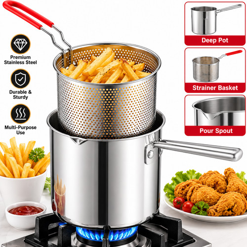 Stainless steel deep fryer - stainless,
