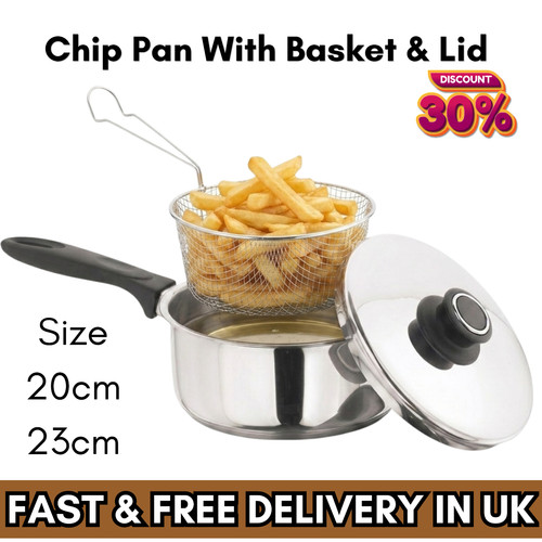 23cm chip pan with basket - pan,