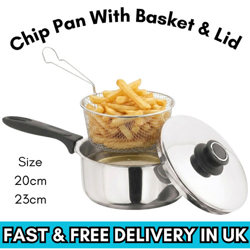 23cm chip pan with basket - with,