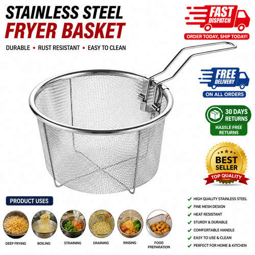 Wire chip pan frying basket - wire,