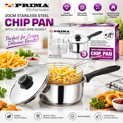 20cm chip pan with lid - 20cm, s/s