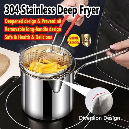2pcs deep fryer set stainless - deep,