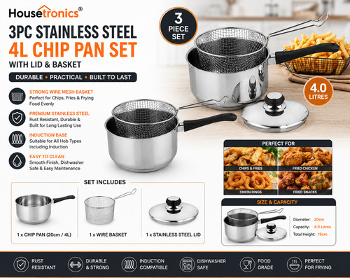 22cm deep fryer set 3pc - deep,