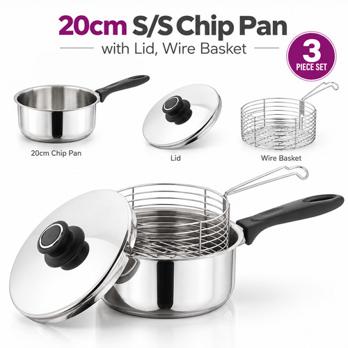 20cm stainless steel chip pan - chip,